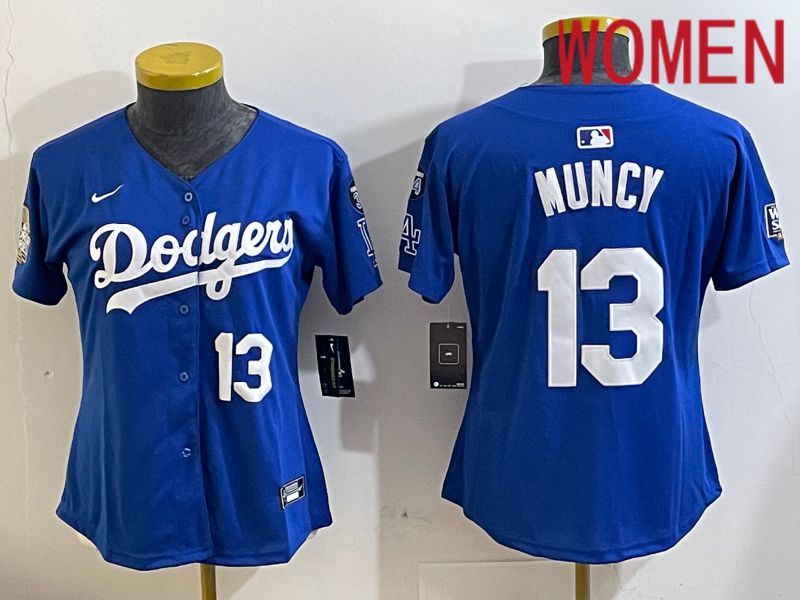 Women Los Angeles Dodgers 13 Muncy Blue Game 2024 Nike MLB Jersey style 11218